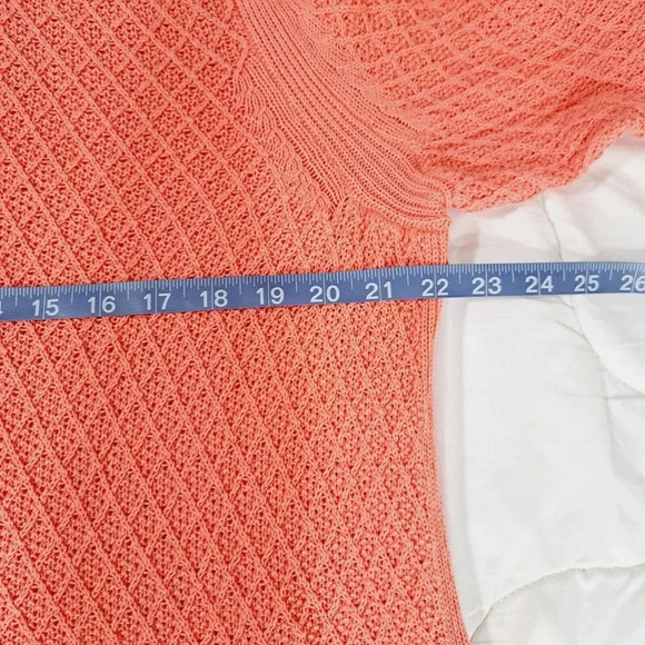 Talbots Womens Plus Size Coral Orange Pink Sweater 2X Waffle Weave Long Sleeve - Picture 10 of 11